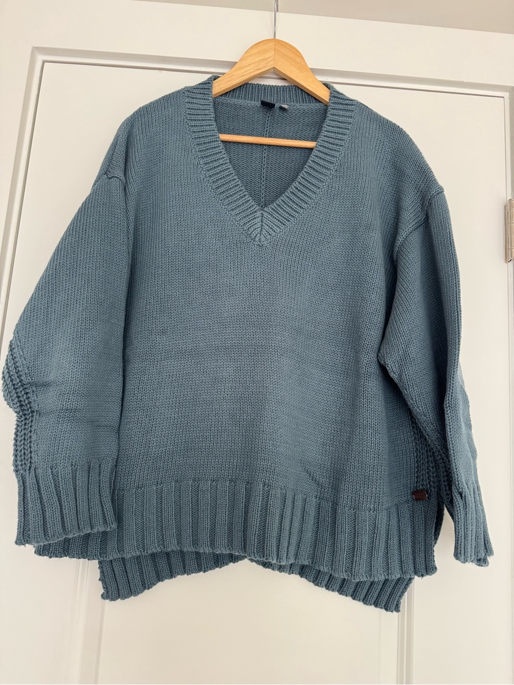 V-Neck Oversized Sweater in Dusty Blue